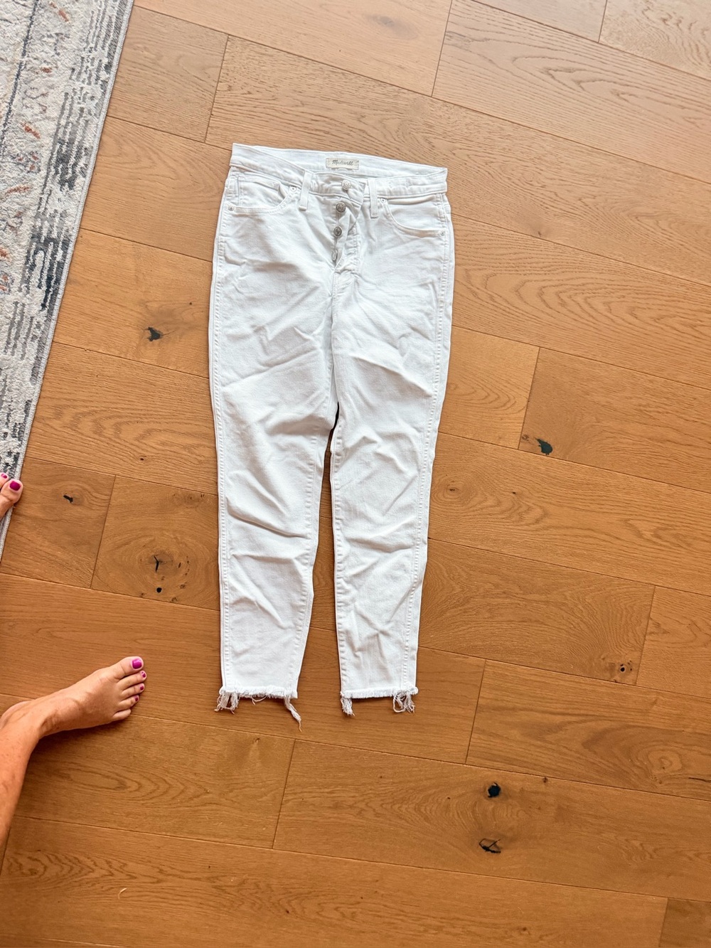 Madewell White High-Rise Ankle Button-Fly Jeans
